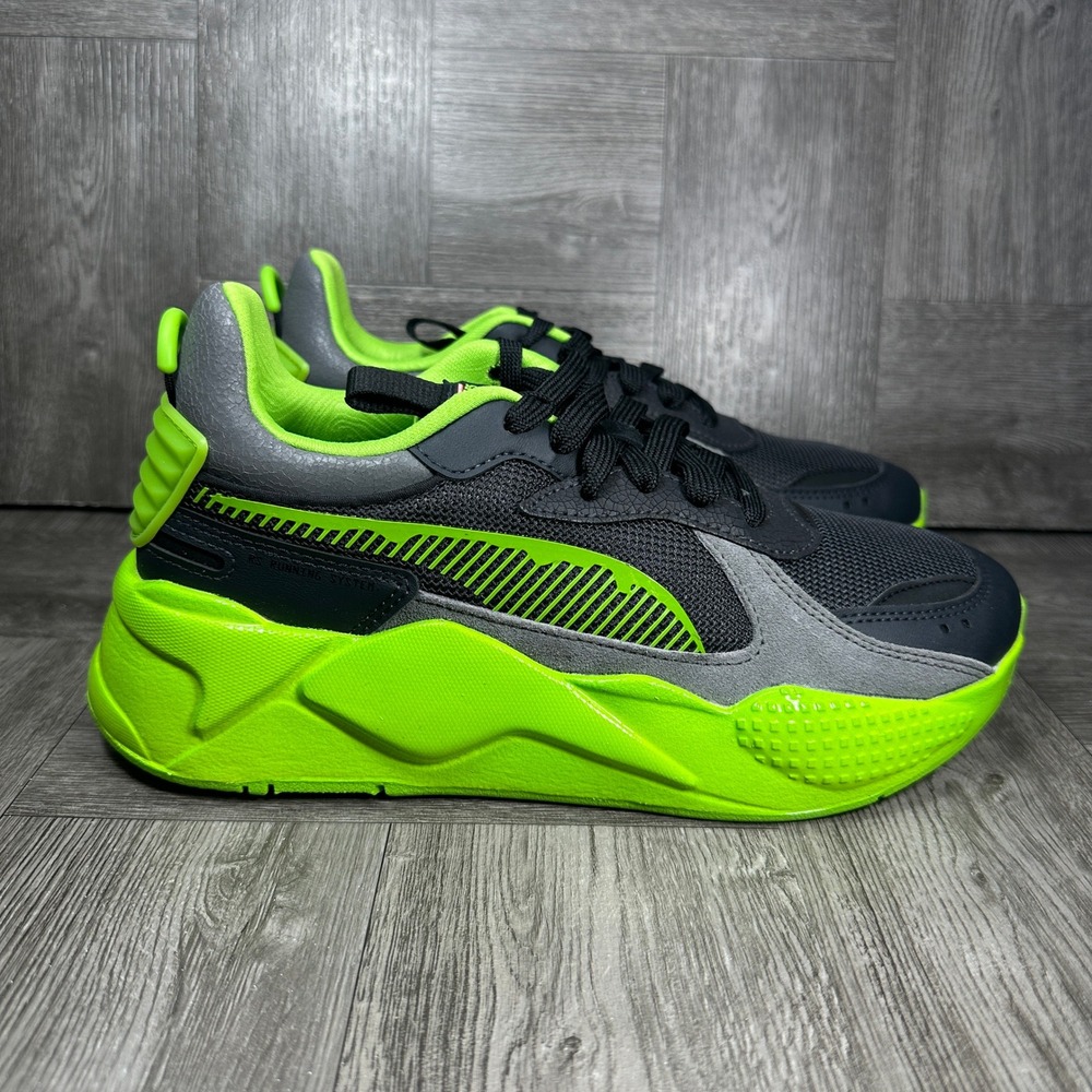 Puma RS-X Sneakers Kids 6.5 Neon Green Black TMNT Chunky Retro NEW